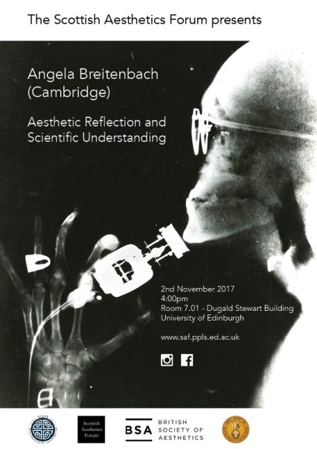 Poster for the Scottish Aesthetics Forum featuring Angela Breitenbach's lecture details.