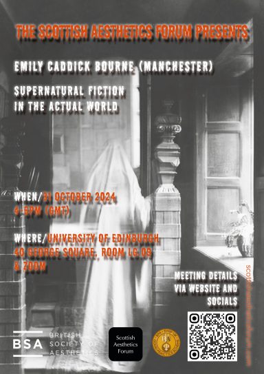 Promotional poster for a Scottish Aesthetics Forum event featuring Emily Carrick.