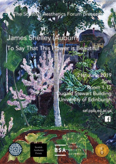 A vibrant garden scene with pink and green plants, featuring text overlay promoting an event.