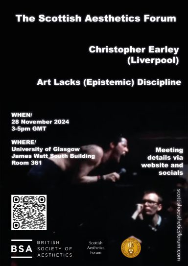 Poster for the Scottish Aesthetics Forum featuring event details and speakers' names.