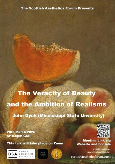 Poster for a talk on the veracity of beauty, by John Dyck