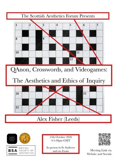 Alex Fisher: QAnon, Crosswords, and Videogames Poster for talk by Alex Fisher