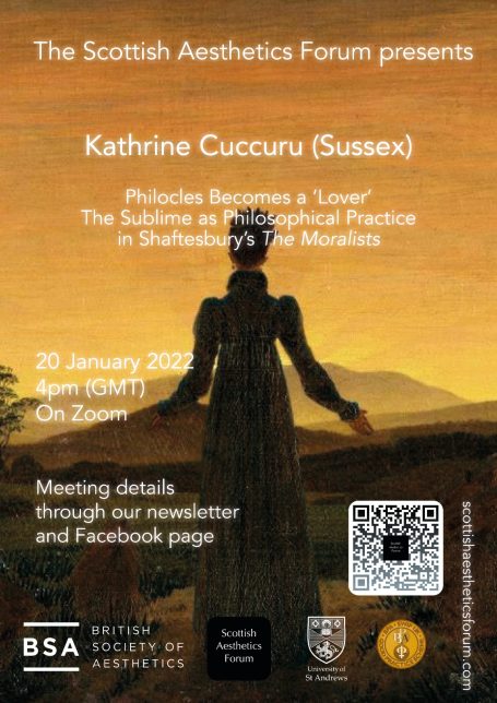Announcement for a Scottish Aesthetics Forum event featuring Kathrine Cuccuru on 20 January 2023.