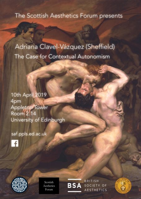 Poster for a Scottish Aesthetics Forum event featuring a dramatic artistic depiction of struggle.