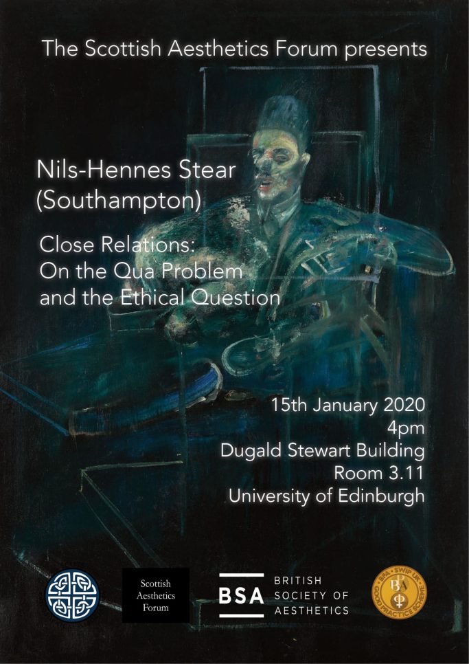 Poster for event featuring a skeletal figure, details about a talk at the University of Edinburgh.