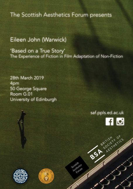 Flyer for a talk by Eileen John on adapting nonfiction, University of Edinburgh details.